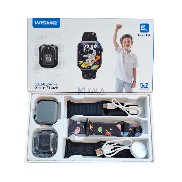 ساعت هوشمند Wisme مدل X68 Mini همراه با ایرپاد پسرانه